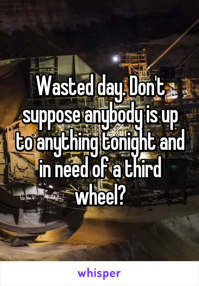 Wasted day. Don't suppose anybody is up to anything tonight and in need of a third wheel?