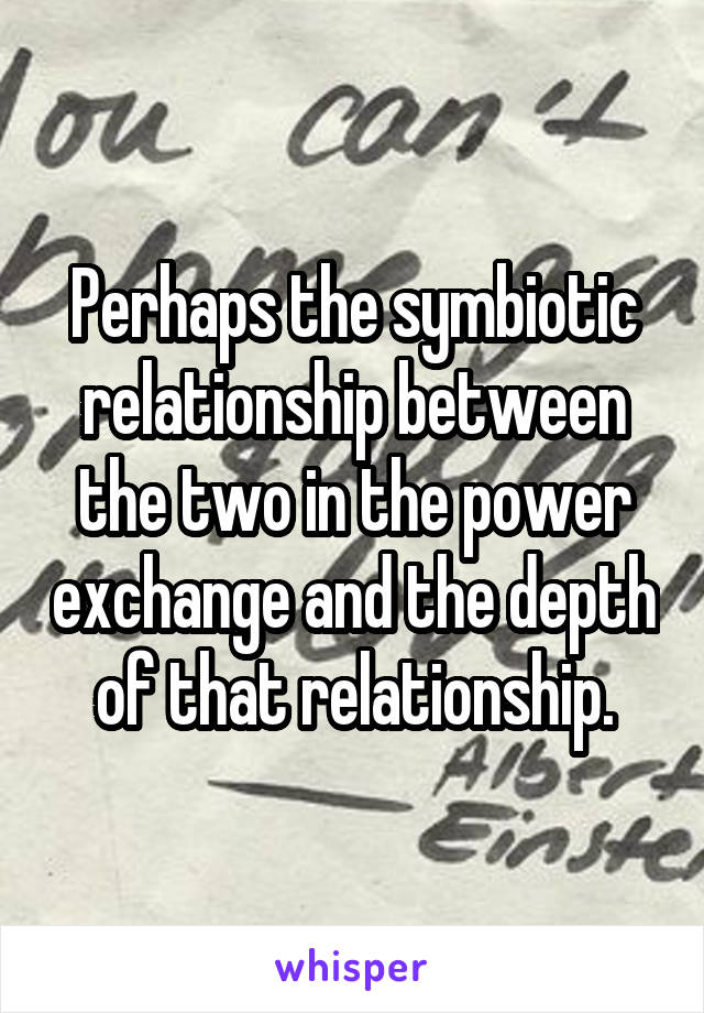 Perhaps the symbiotic relationship between the two in the power exchange and the depth of that relationship.