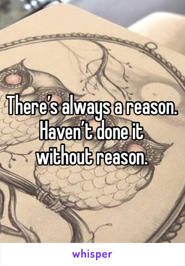 There’s always a reason.
Haven’t done it 
without reason.