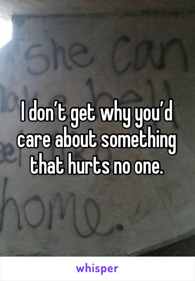 I don’t get why you’d care about something that hurts no one. 