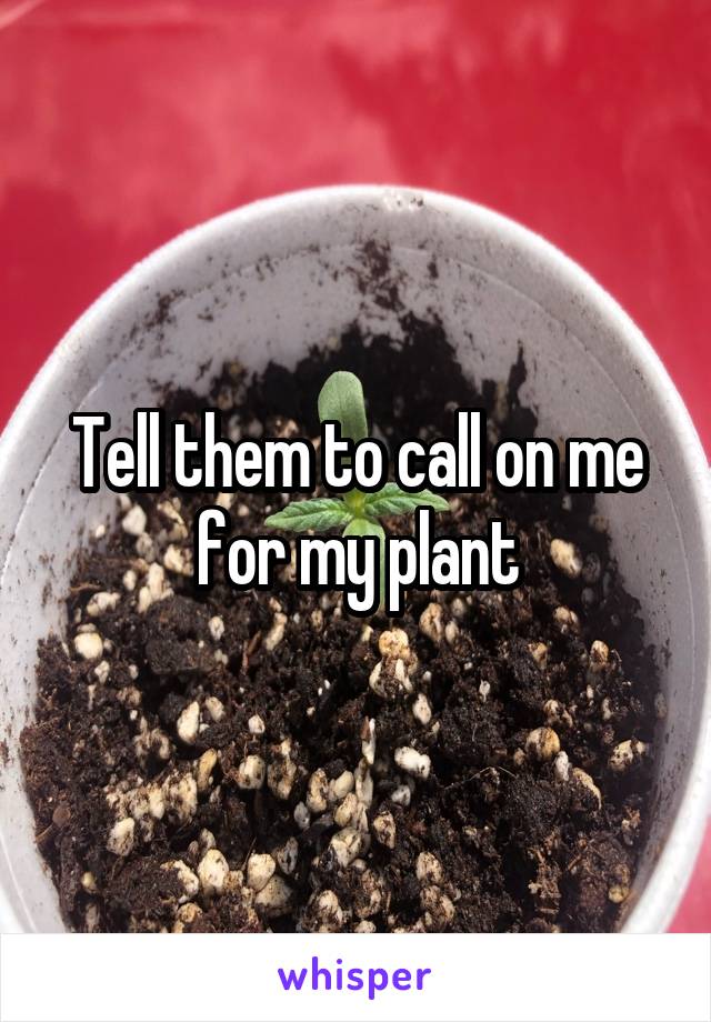 Tell them to call on me for my plant