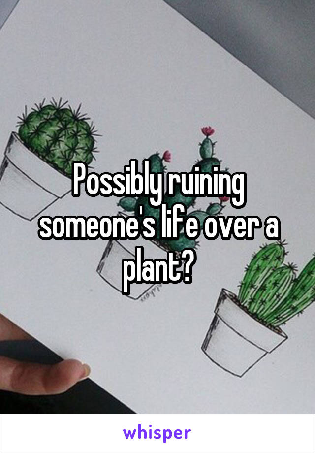 Possibly ruining someone's life over a plant?