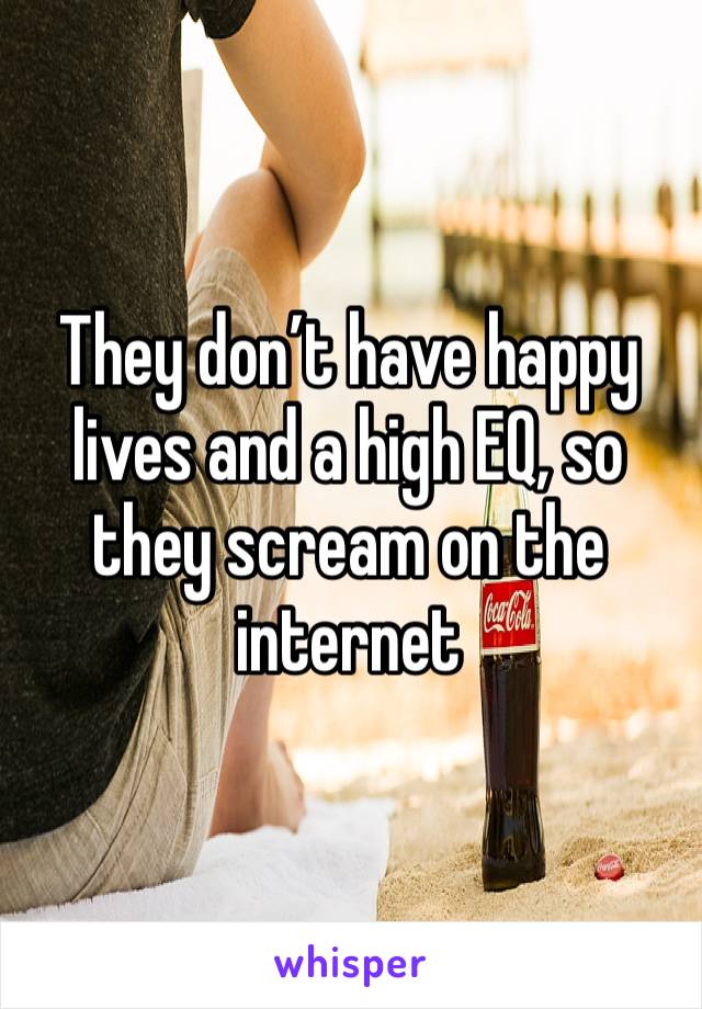 They don’t have happy lives and a high EQ, so they scream on the internet