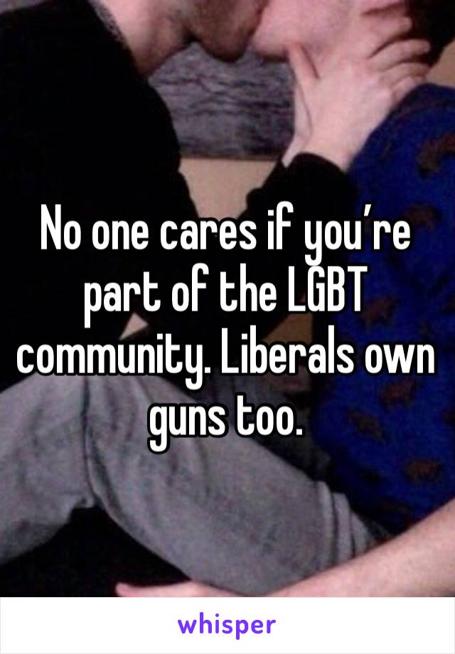 No one cares if you’re part of the LGBT community. Liberals own guns too.