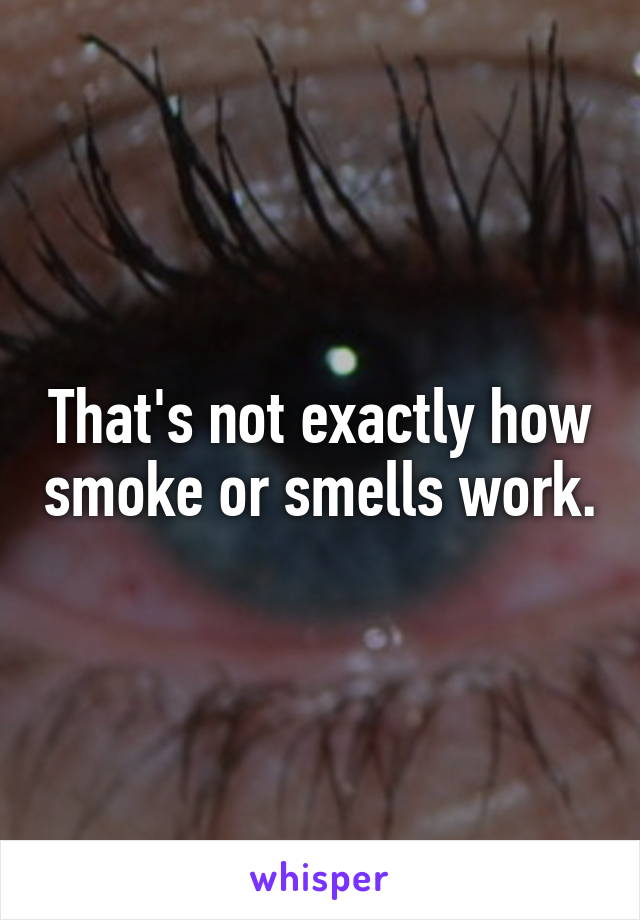 That's not exactly how smoke or smells work.