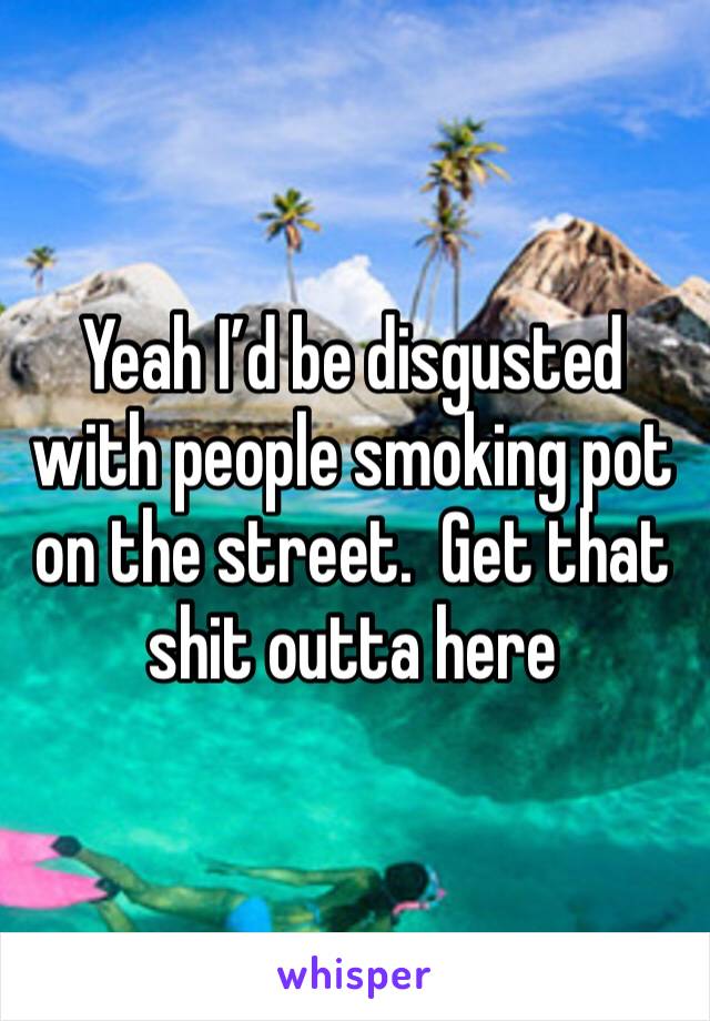 Yeah I’d be disgusted with people smoking pot on the street.  Get that shit outta here