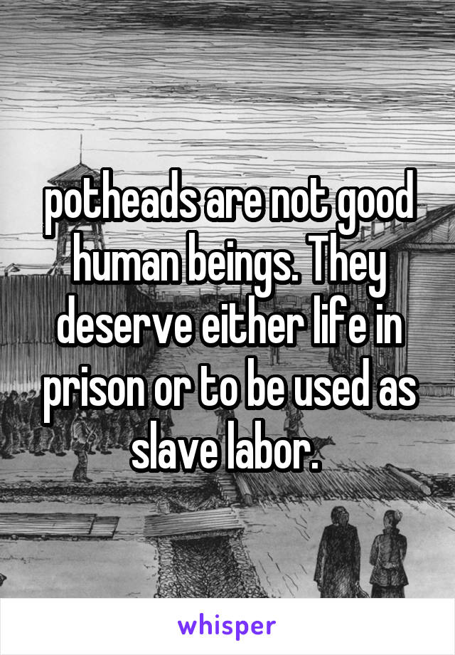  potheads are not good human beings. They deserve either life in prison or to be used as slave labor. 