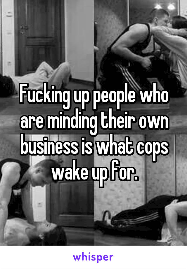 Fucking up people who are minding their own business is what cops wake up for.