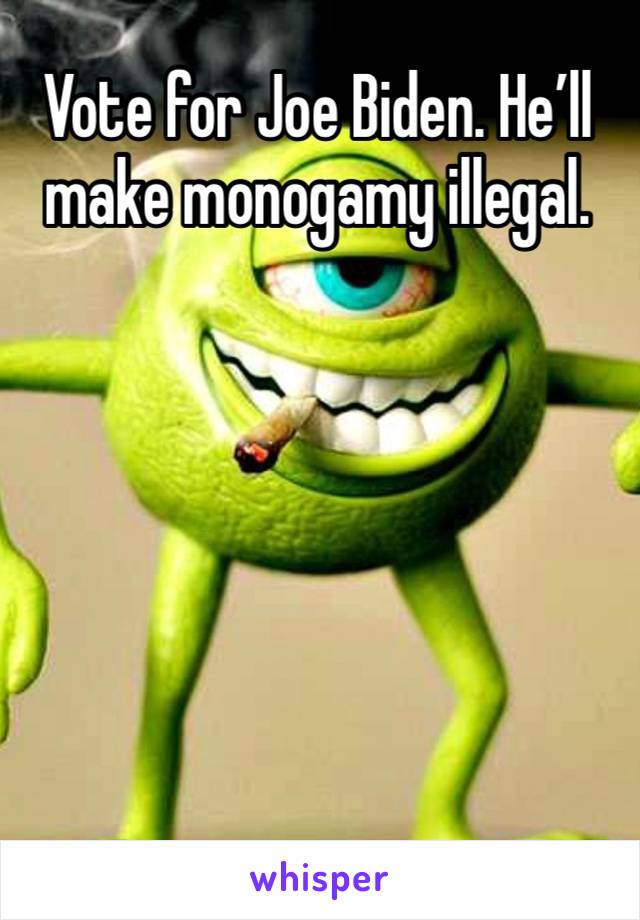 Vote for Joe Biden. He’ll make monogamy illegal. 