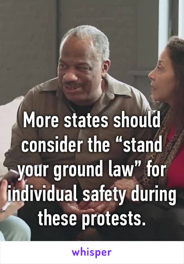 More states should consider the “stand your ground law” for individual safety during these protests.