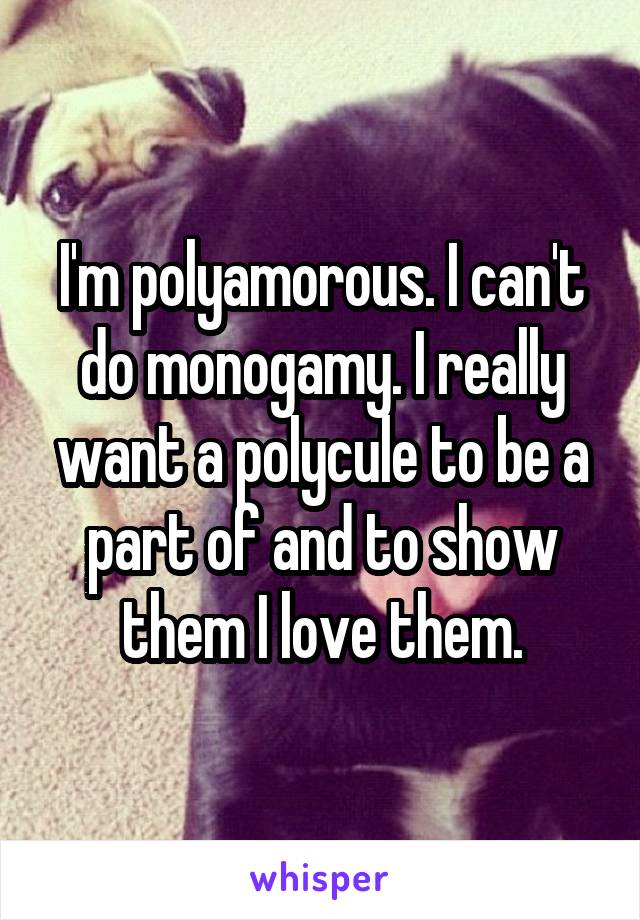 I'm polyamorous. I can't do monogamy. I really want a polycule to be a part of and to show them I love them.