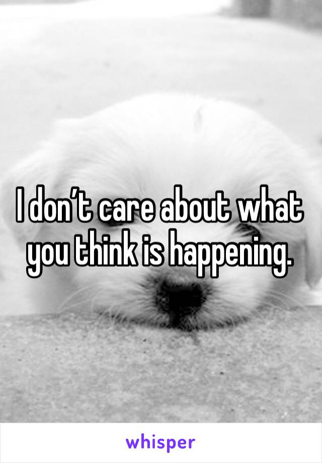 I don’t care about what you think is happening. 