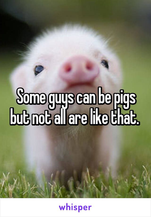 Some guys can be pigs but not all are like that. 