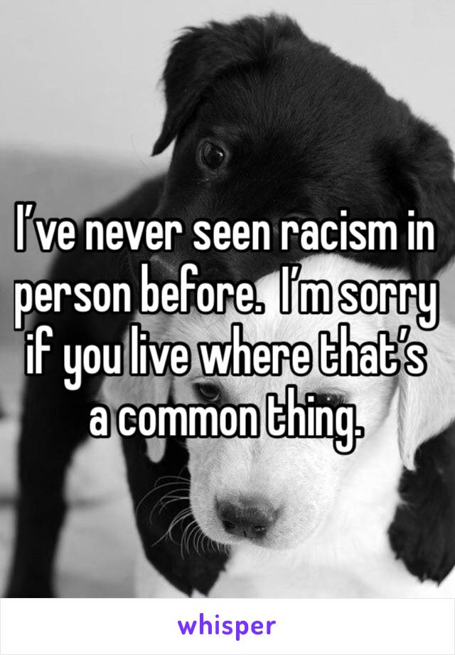 I’ve never seen racism in person before.  I’m sorry if you live where that’s a common thing.