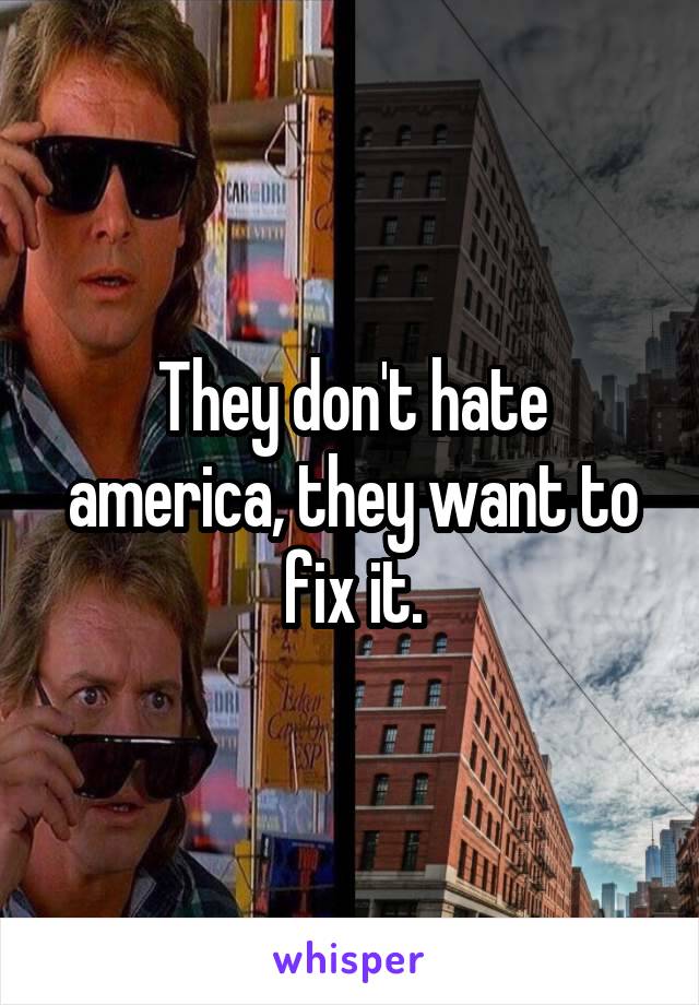 They don't hate america, they want to fix it.