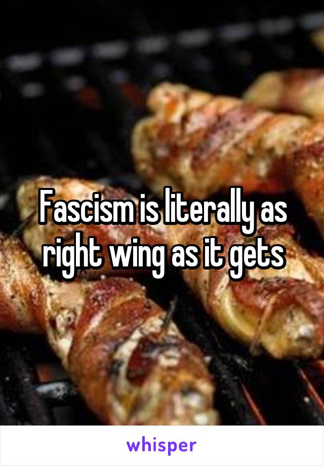 Fascism is literally as right wing as it gets