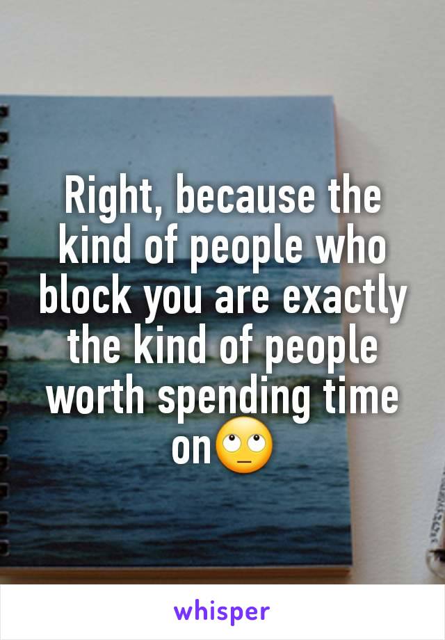 Right, because the kind of people who block you are exactly the kind of people worth spending time on🙄