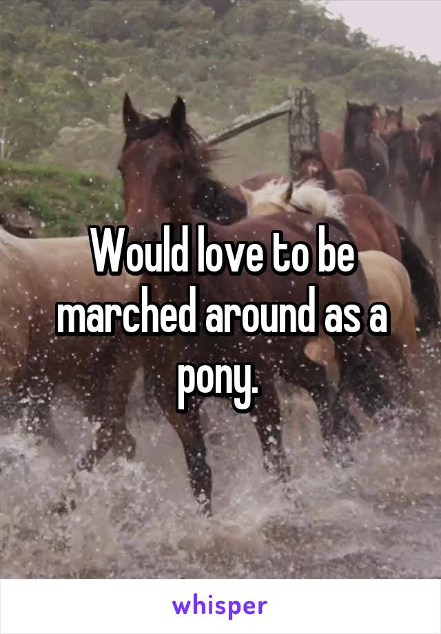 Would love to be marched around as a pony. 