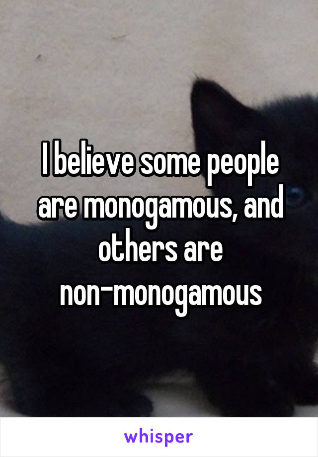 I believe some people are monogamous, and others are non-monogamous