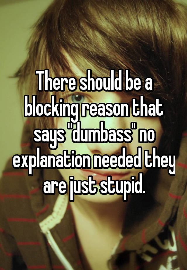 There should be a blocking reason that says "dumbass" no explanation needed they are just stupid.