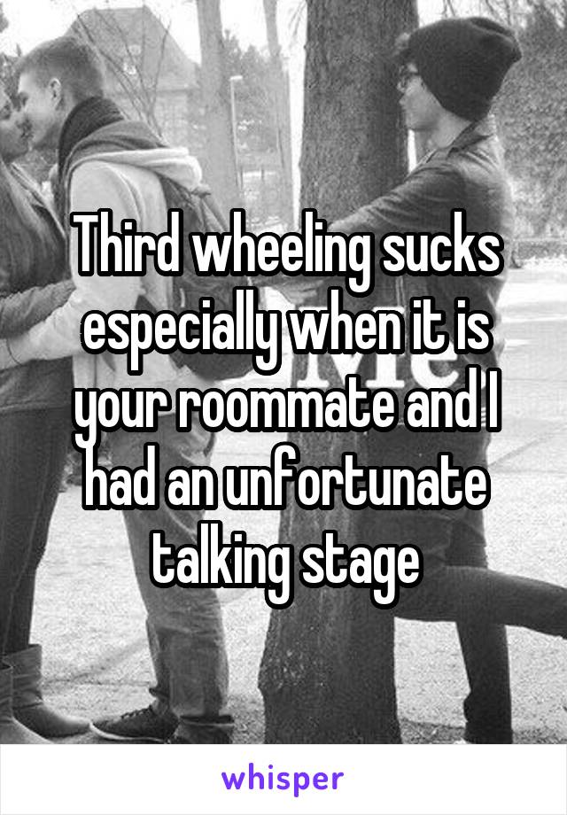 Third wheeling sucks especially when it is your roommate and I had an unfortunate talking stage