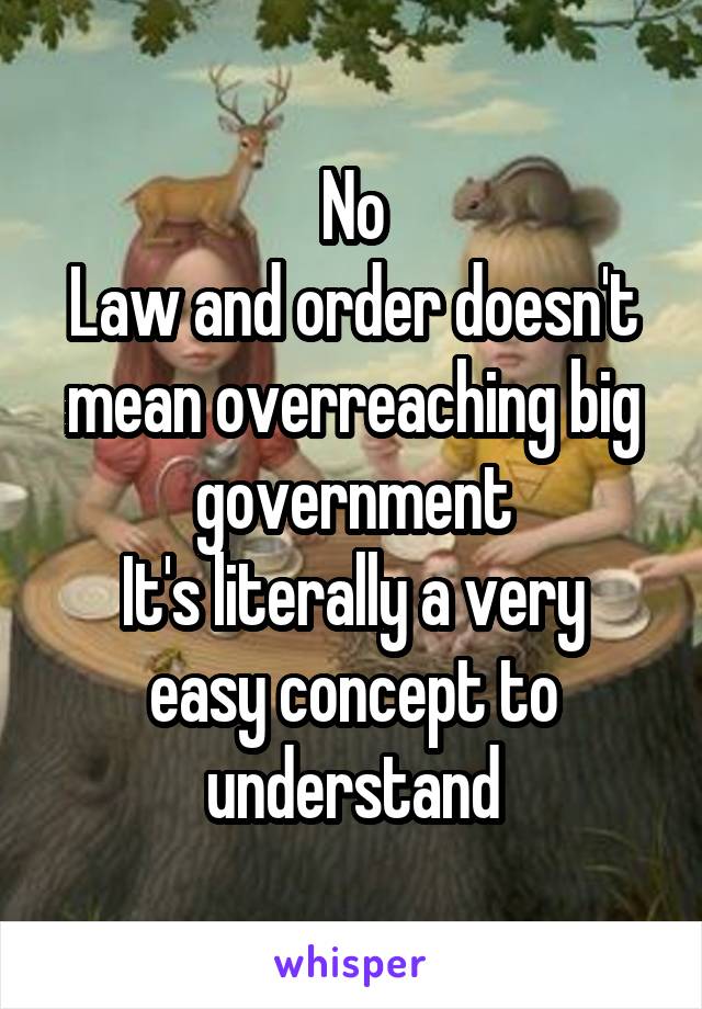 No
Law and order doesn't mean overreaching big government
It's literally a very easy concept to understand