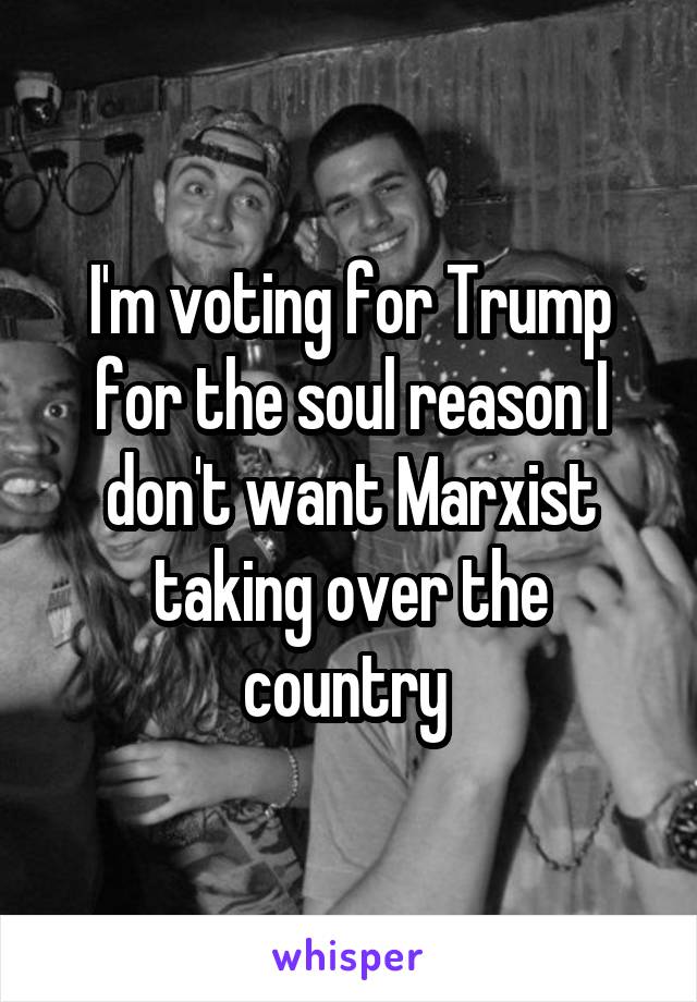 I'm voting for Trump for the soul reason I don't want Marxist taking over the country 