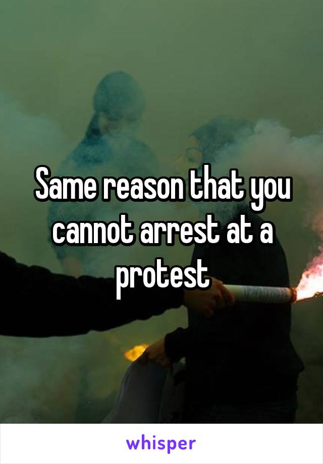 Same reason that you cannot arrest at a protest