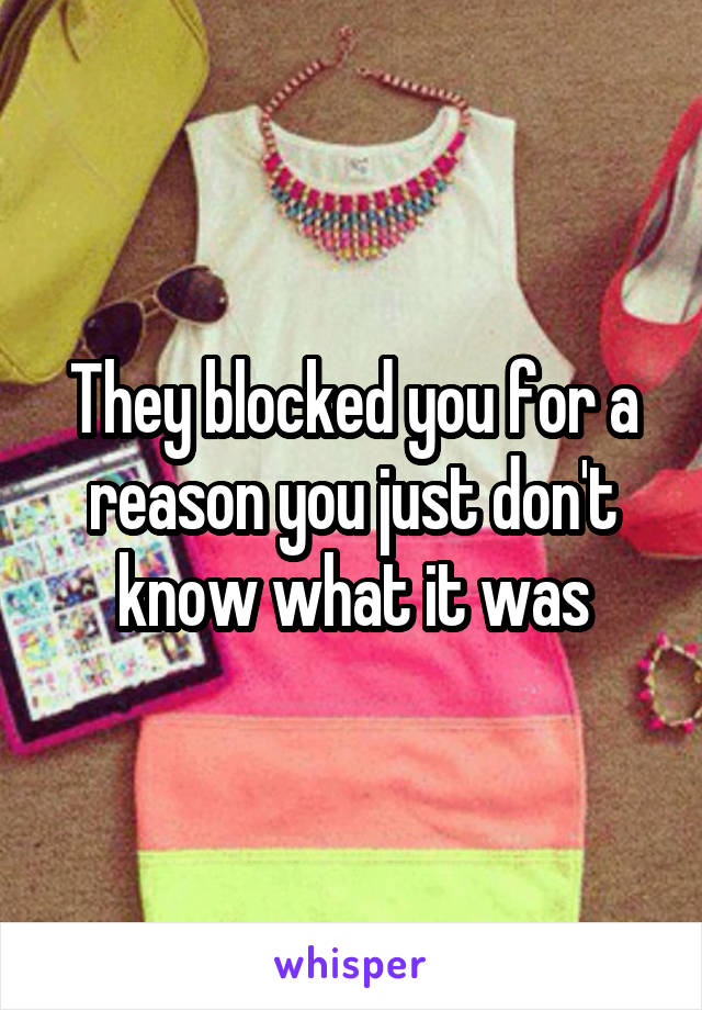 They blocked you for a reason you just don't know what it was