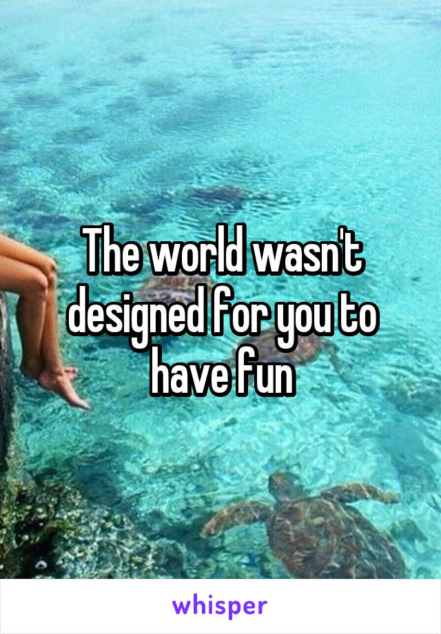 The world wasn't designed for you to have fun
