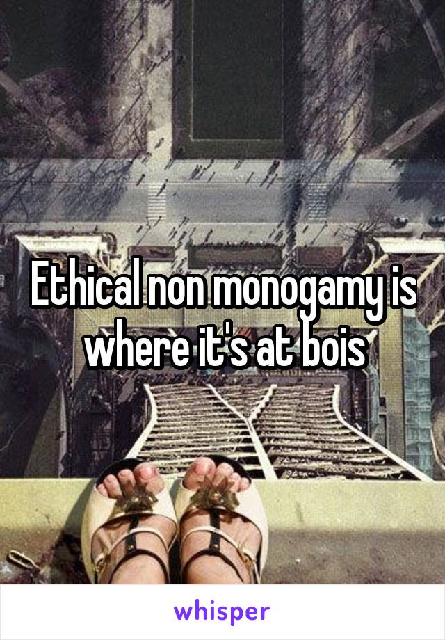 Ethical non monogamy is where it's at bois