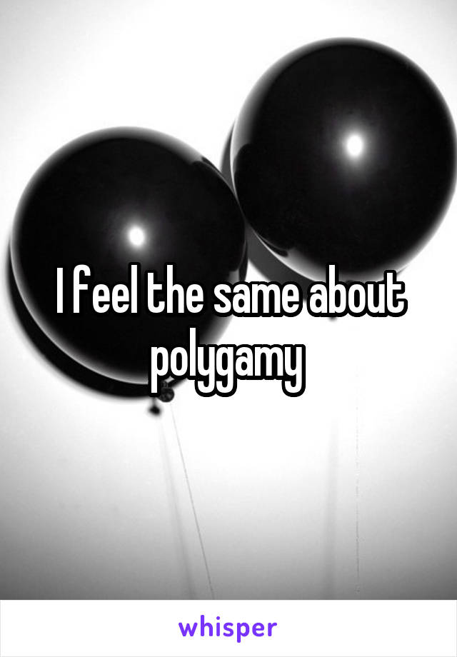 I feel the same about polygamy 