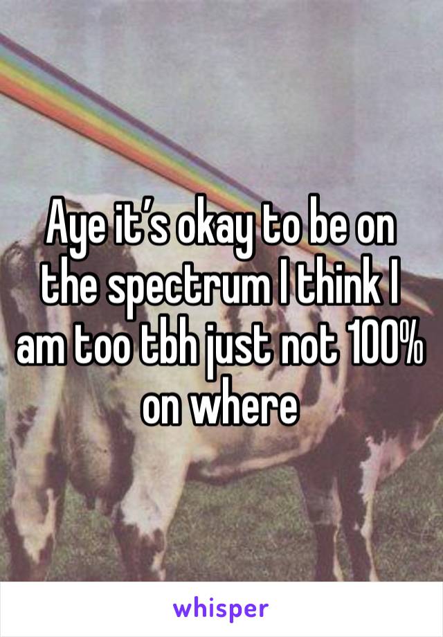 Aye it’s okay to be on the spectrum I think I am too tbh just not 100% on where