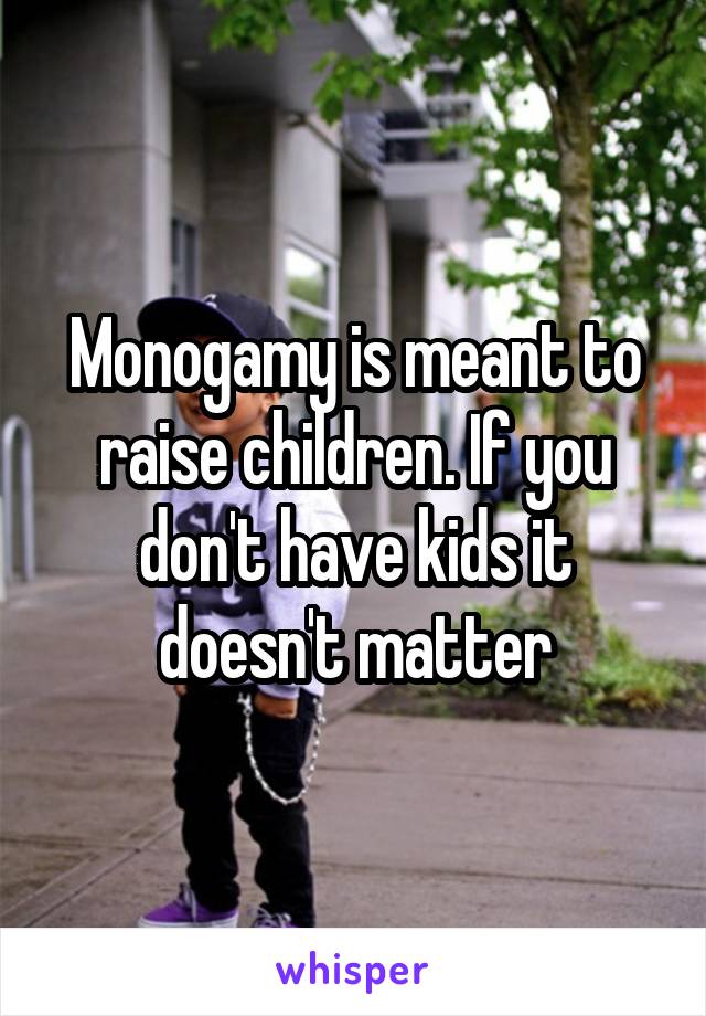 Monogamy is meant to raise children. If you don't have kids it doesn't matter