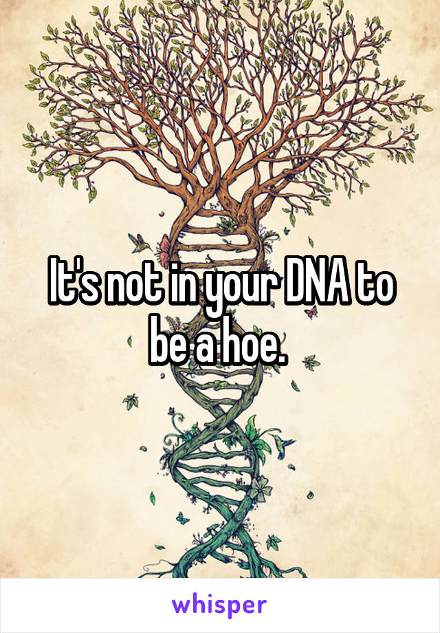 It's not in your DNA to be a hoe. 