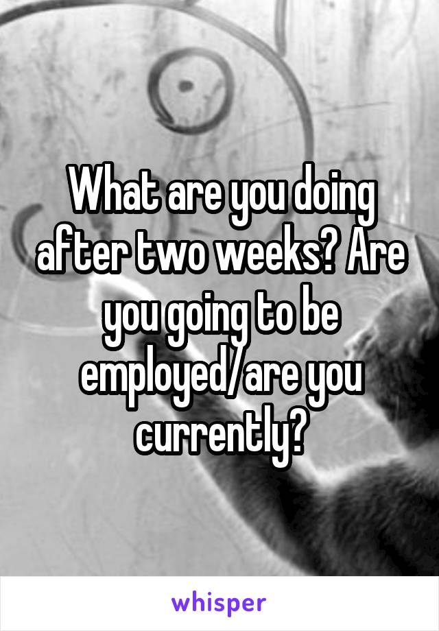 What are you doing after two weeks? Are you going to be employed/are you currently?