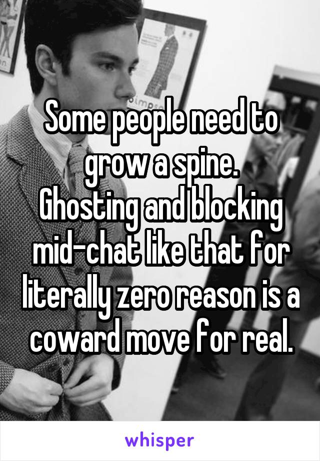 Some people need to grow a spine.
Ghosting and blocking mid-chat like that for literally zero reason is a coward move for real.