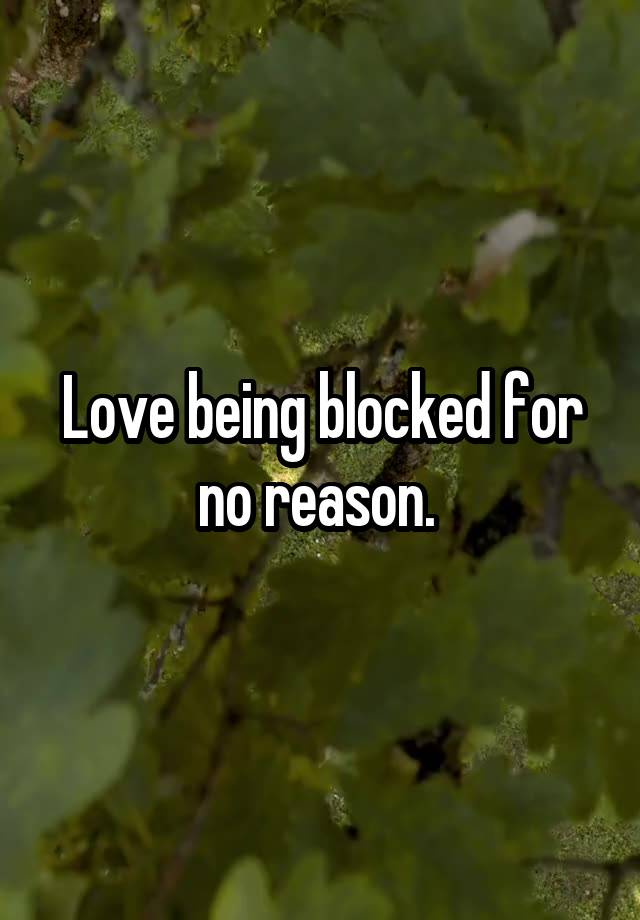 Love being blocked for no reason. 