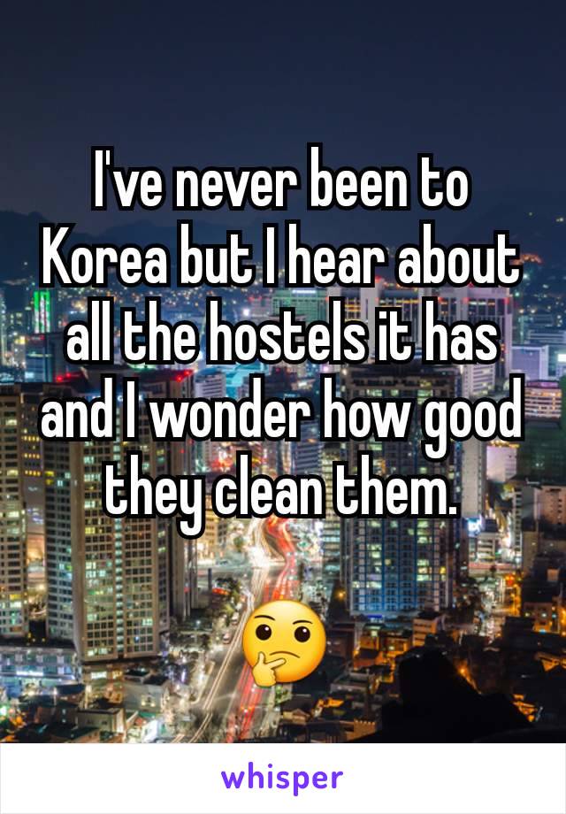 I've never been to Korea but I hear about all the hostels it has and I wonder how good they clean them.

🤔