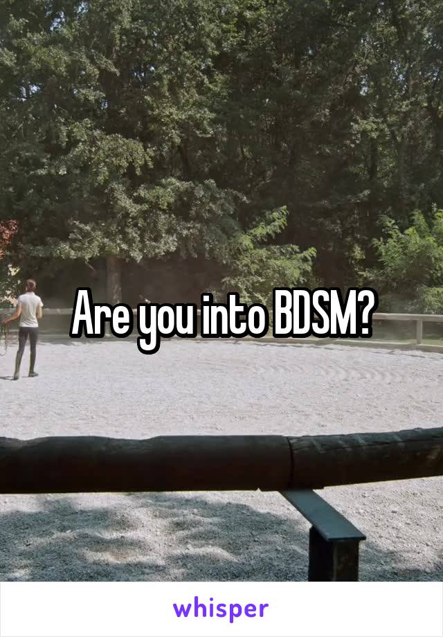 Are you into BDSM?