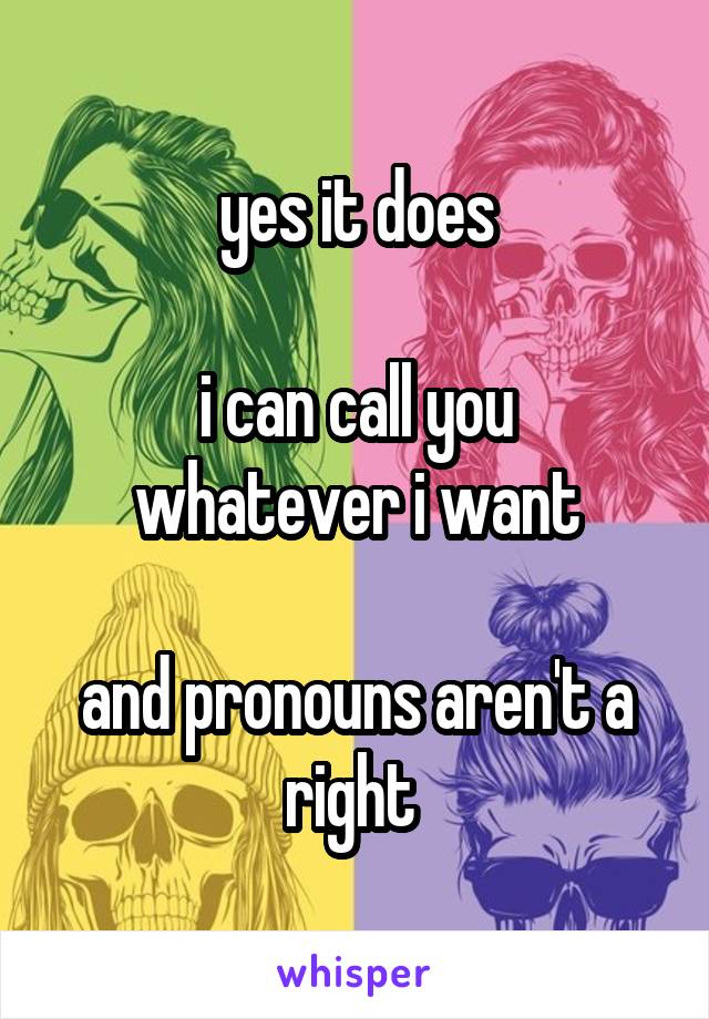 yes it does

i can call you whatever i want

and pronouns aren't a right 