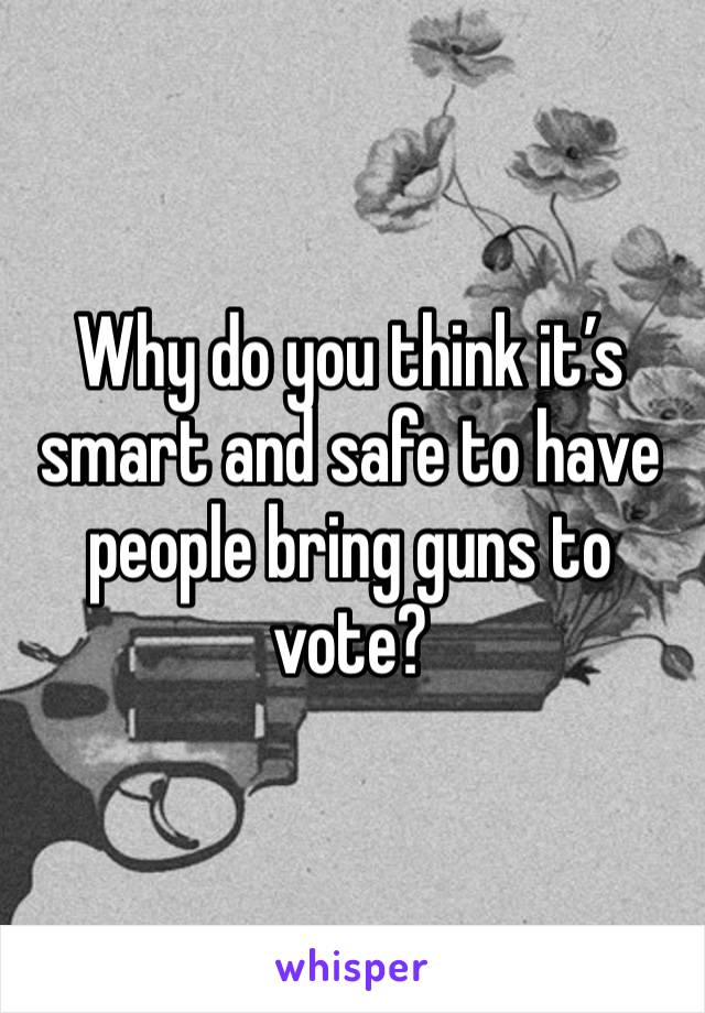 Why do you think it’s smart and safe to have people bring guns to vote? 