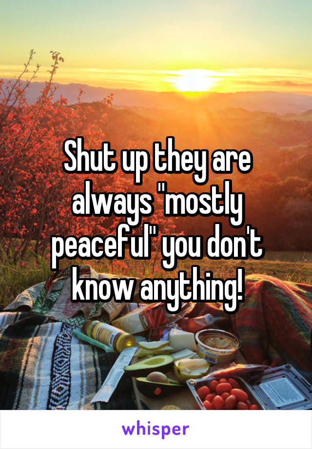 Shut up they are always "mostly peaceful" you don't know anything!