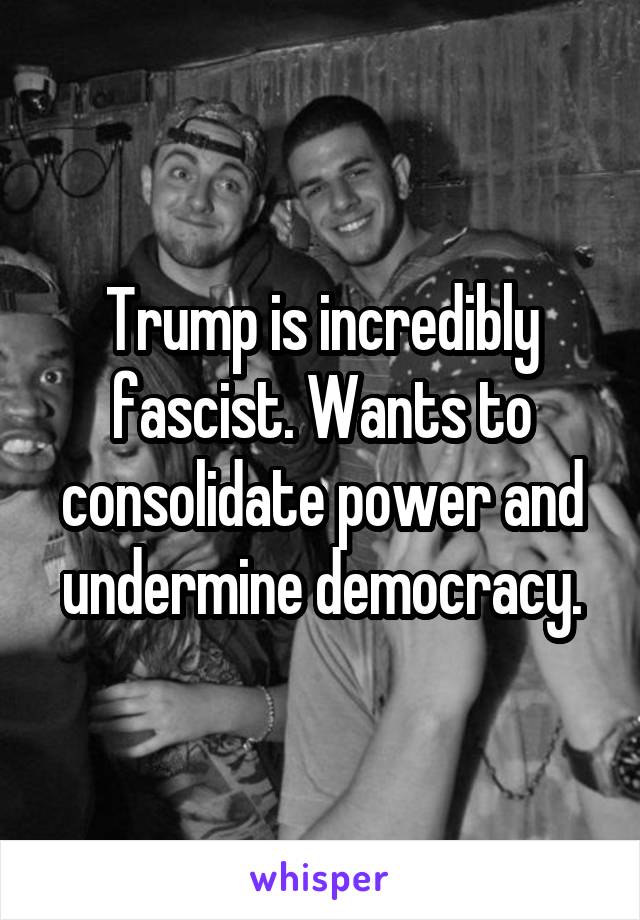 Trump is incredibly fascist. Wants to consolidate power and undermine democracy.