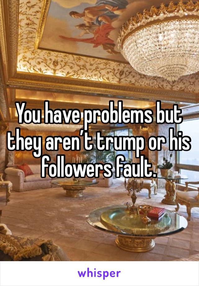 You have problems but they aren’t trump or his followers fault. 