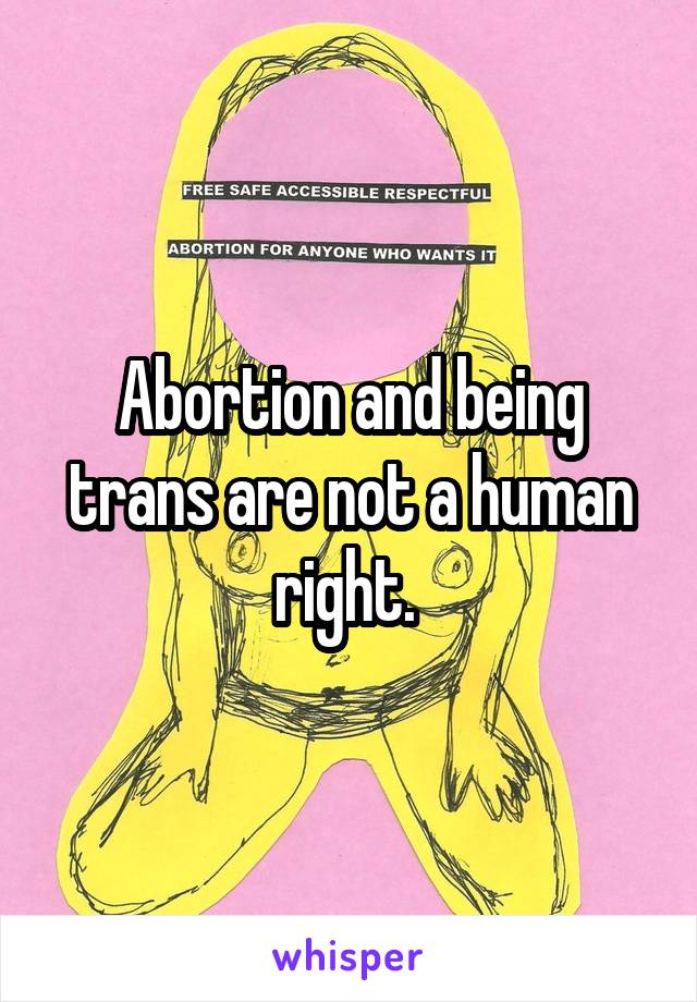 Abortion and being trans are not a human right. 