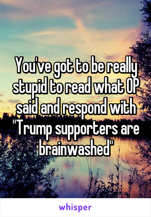 You've got to be really stupid to read what OP said and respond with "Trump supporters are brainwashed"