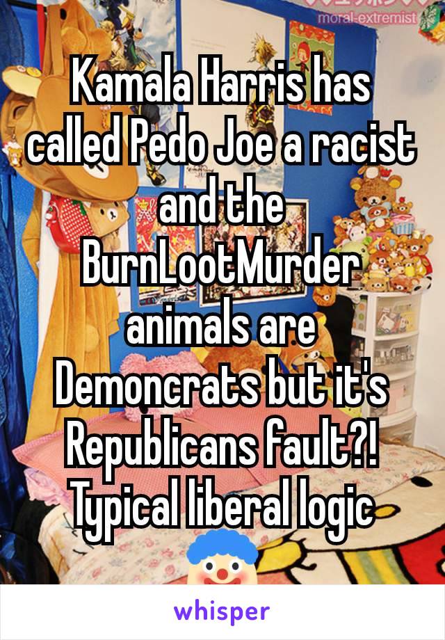 Kamala Harris has called Pedo Joe a racist and the BurnLootMurder animals are Demoncrats but it's Republicans fault?! Typical liberal logic 🤡