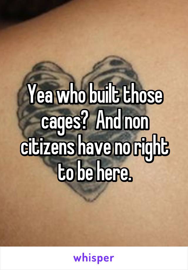 Yea who built those cages?  And non citizens have no right to be here.