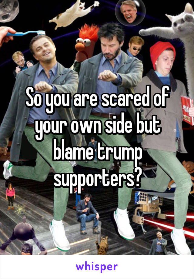 So you are scared of your own side but blame trump supporters?